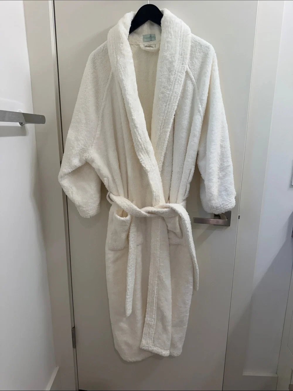 Plush White Bathrobe with Shawl Collar